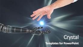  Presentation with digital data a human eye - Theme with plain metallic silver - digital composite of human background and a ocean colored foreground