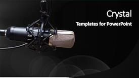  Presentation with microphone - Amazing PPT theme having plain metallic silver - digital composite of microphone backdrop and a black colored foreground
