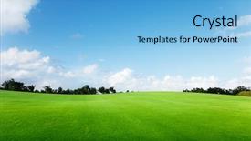  Presentation with trees - Presentation having plain sky - green field and trees background and a light blue colored foreground