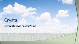  Presentation with art white gray grey - Presentation theme having plain sky - white fence and green grass background and a sky blue colored foreground