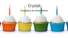  Presentation with cupcakes - Colorful PPT layouts enhanced with plain white - birthday cupcakes backdrop and a cream colored foreground
