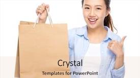  Presentation with bag - Presentation theme consisting of plain white - woman with shopping bag background and a lemonade colored foreground