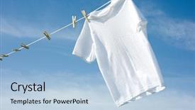  Presentation with plain - Audience pleasing presentation theme consisting of plain white t-shirt hanging backdrop and a light blue colored foreground