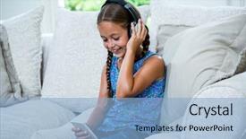  Presentation with cheerful stylish city girl using - Colorful PPT layouts enhanced with plaited - cheerful girl holding phone while backdrop and a light blue colored foreground