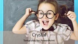  Presentation with happy image - Colorful PPT layouts enhanced with plaited - cute funny little girl standing backdrop and a soft green colored foreground