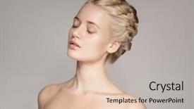  Presentation with young child brain development - PPT theme having plaited - portrait of beautiful young blond background and a soft green colored foreground