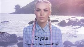  Presentation with pink sky - Presentation design consisting of plaited - portrait of young pretty girl background and a  colored foreground