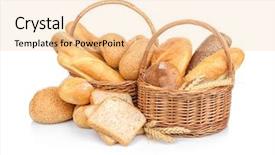  Presentation with wicker - PPT theme featuring plaited - wicker basket with fresh bread background and a lemonade colored foreground