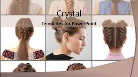  Presentation with different - Colorful PPT theme enhanced with plaited - women with different hairstyles backdrop and a coral colored foreground