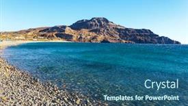  Presentation with crete island - Colorful slide deck enhanced with plakias bay and its beach on the south coast of the greek island of crete backdrop and a ocean colored foreground
