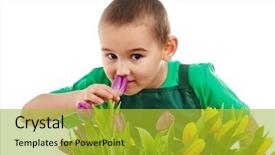  Presentation with little boy - Beautiful presentation design featuring plamt - little gardener boy isolated backdrop and a  colored foreground