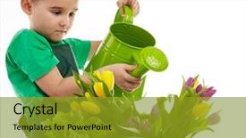  Presentation with big boy - Amazing presentation having plamt - little gardener boy isolated backdrop and a  colored foreground