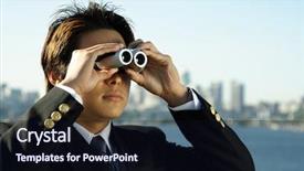  Presentation with business vision - Beautiful presentation theme featuring plan ahead - businessman with binoculars can be backdrop and a wine colored foreground