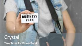  Presentation with business card - Cool new theme with plan and camera on color backdrop and a gray colored foreground