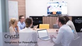  Presentation with young business people - Amazing theme having plan at modern startup office backdrop and a  colored foreground