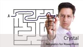  Presentation with maze - PPT layouts featuring plan b - businessman finding the maze solution background and a light gray colored foreground
