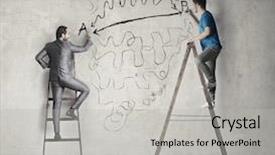  Presentation with art - PPT layouts featuring plan b - two men making art background and a light gray colored foreground