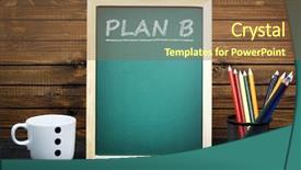  Presentation with school board - Audience pleasing presentation design consisting of plan b text on school backdrop and a tawny brown colored foreground