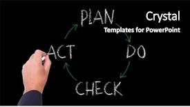  Presentation with chalk - Audience pleasing theme consisting of plan check act - businessman hand writing with chalk backdrop and a black colored foreground