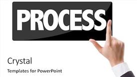  Presentation with purification process - PPT layouts having plan check act - businessman pressing button background and a white colored foreground