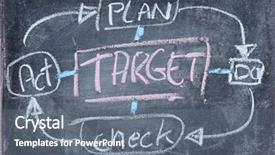  Presentation with business plan - Presentation design consisting of plan check act - cencept of business target background and a gray colored foreground