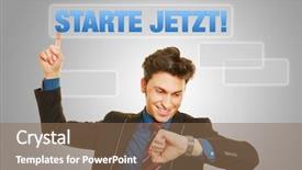  Presentation with slogan - Colorful slide set enhanced with plan check action - business man with german slogan backdrop and a violet colored foreground