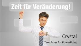  Presentation with business change - Cool new presentation with plan check action - german slogan zeit f r backdrop and a light gray colored foreground