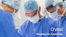 Presentation with surgery room - Beautiful PPT theme featuring emergency veterinary - team of focused surgeon backdrop and a teal colored foreground