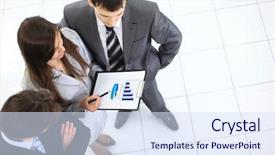  Presentation with partners - Presentation theme having plan success - above view of business partners background and a sky blue colored foreground