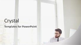  Presentation with fatherhood and working - Colorful slide deck enhanced with plan success - serious businessman sitting in office backdrop and a white colored foreground