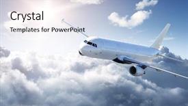  Presentation with air plane - Audience pleasing presentation consisting of air plane - airplane in the sky backdrop and a light blue colored foreground