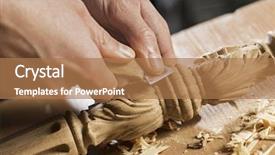  Presentation with carpenter - Presentation design enhanced with carpenter's hands work background and a coral colored foreground