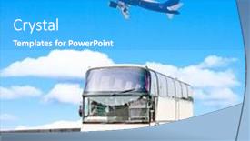  Presentation with bus - Amazing presentation theme having plane-and-then-by-bus backdrop and a teal colored foreground