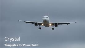  Presentation with plane - Presentation design consisting of plane-approaching-with-landing-lights background and a gray colored foreground