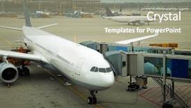  Presentation with plane - Cool new presentation theme with plane at the airport backdrop and a mint green colored foreground