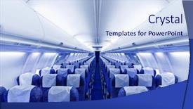  Presentation with airplane - PPT theme featuring plane blue - airplane seats background and a sky blue colored foreground