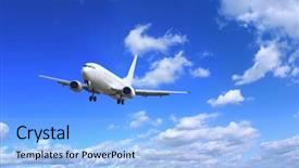  Presentation with airplane night sky - Audience pleasing presentation theme consisting of plane blue - airplane with perfect sky background backdrop and a light blue colored foreground