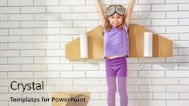  Presentation with astronaut - Audience pleasing presentation theme consisting of plane children - child is dressed backdrop and a soft green colored foreground