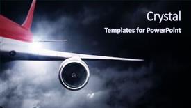  Presentation with airplane - Beautiful slide deck featuring plane dark blue - airplane flying in stormy sky backdrop and a wine colored foreground