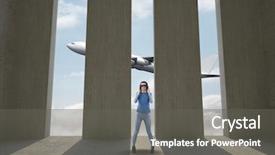  Presentation with composite - Beautiful PPT theme featuring plane dark blue - digital composite of woman wearing backdrop and a gray colored foreground