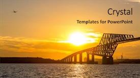  Presentation with tokyo - Beautiful PPT theme featuring plane dark blue - tokyo landmark tokyo gate bridge backdrop and a yellow colored foreground