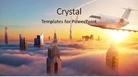  Presentation with private jet - Amazing slides having plane flying above dubai city backdrop and a lemonade colored foreground