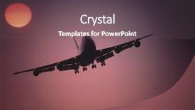  Presentation with plane flying in everest - Colorful PPT theme enhanced with plane flying below setting sun backdrop and a  colored foreground