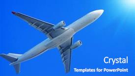  Presentation with jet plane - Cool new PPT layouts with plane flying on blue sky backdrop and a  colored foreground