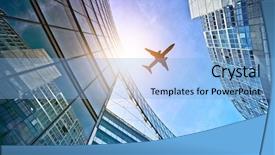  Presentation with office buildings - Audience pleasing slides consisting of city planing - plane flying over modern glass backdrop and a light blue colored foreground