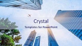  Presentation with plane flying in everest - Theme enhanced with plane flying over the skyscrapers background and a sky blue colored foreground