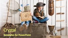  Presentation with cowboy - Presentation theme featuring plane indian children play - two cute little girls background and a tawny brown colored foreground