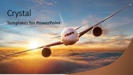  Presentation with jet airplane - Slide set enhanced with plane is the fastest mode background and a seafoam green colored foreground