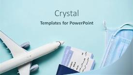  Presentation with plane - Audience pleasing presentation theme consisting of plane-mode-tickets-and-mask backdrop and a cool aqua colored foreground