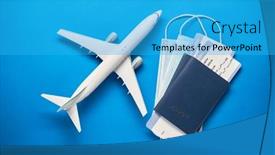  Presentation with plane - Audience pleasing presentation consisting of plane-mode-tickets-and-mask backdrop and a cyan colored foreground